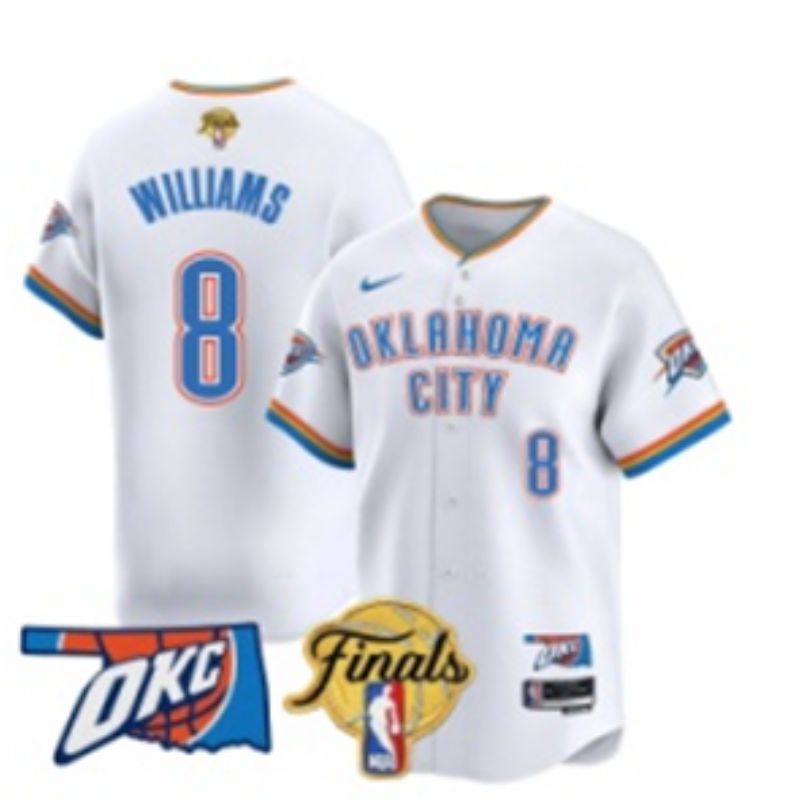 Men 2025 Oklahoma City Thunder #8 Williams White Nike Joint Name NBA Jersey style 3->->NBA Jersey